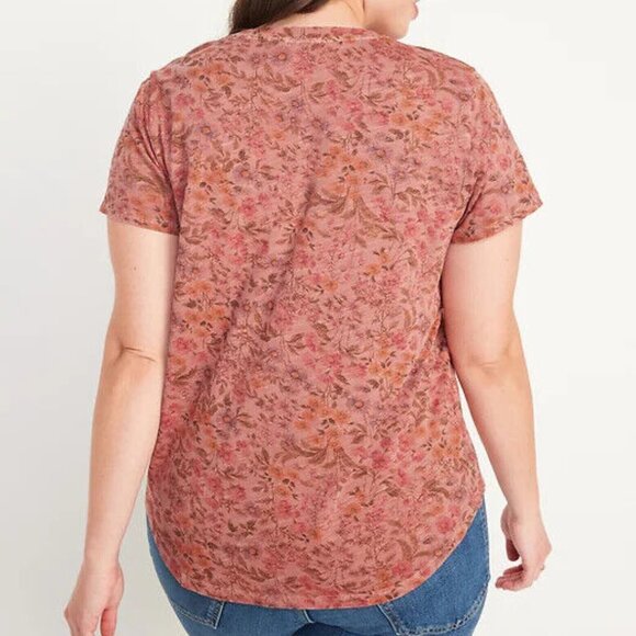 NWT Old Navy EveryWear Printed V-Neck Tee T-Shirt Desert Sun Pink Floral Women S - Picture 6 of 6